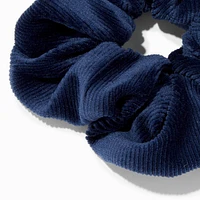 Medium Navy Blue Velvet Ribbed Hair Scrunchie