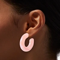 Pink Shimmer 30MM Resin Hoop Earrings