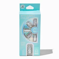 Silver Bling Stiletto Vegan Faux Nail Set - 24 Pack