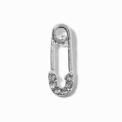 Silver Safety Pin Embellished Stud Earrings