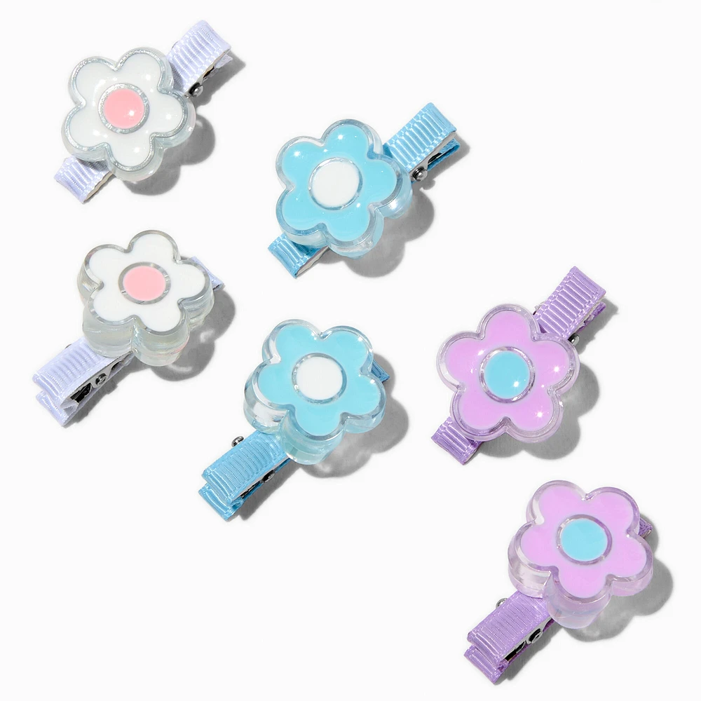 Claire's Club Pastel Flower Hair Clips - 6 Pack