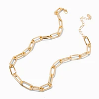 Gold-tone Large Paperclip Short Chain Necklace