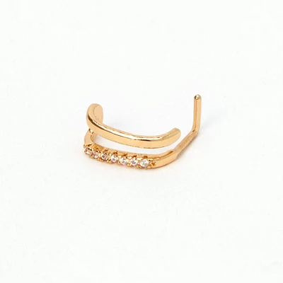 Gold 20G Dainty Crystal Nose Ring