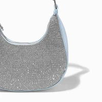 Light Blue Rhinestone Studded Shoulder Bag