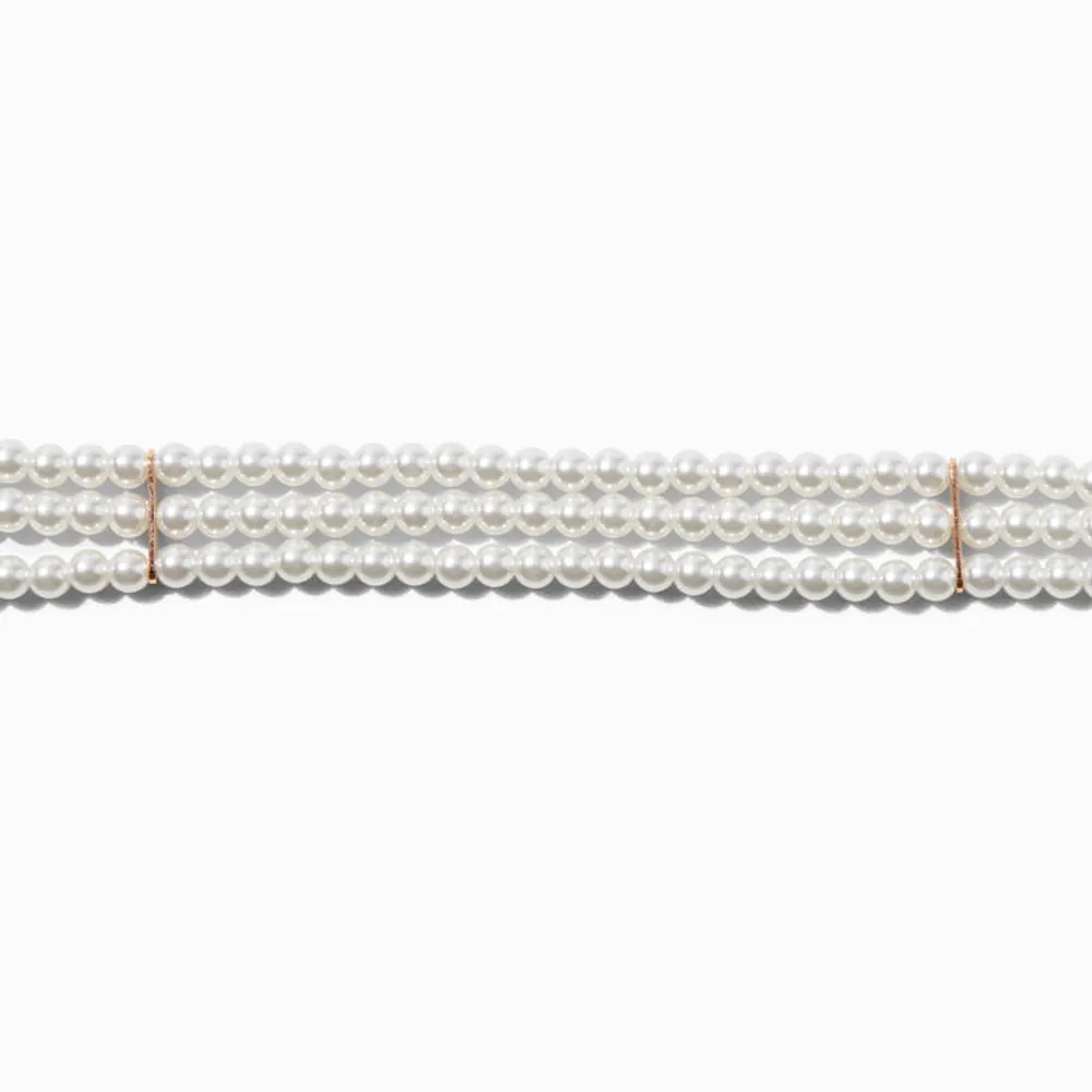 Gold-tone Pearl Multi-Strand Choker Necklace