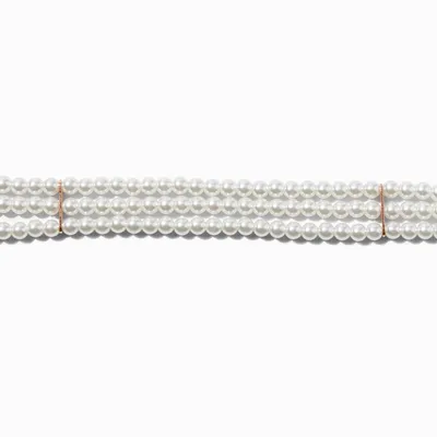 Gold-tone Pearl Multi-Strand Choker Necklace