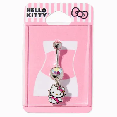 Hello Kitty® Silver 14G Iridescent Stone Charm Belly Ring