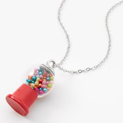Red Gumball Shaker Pendant Necklace