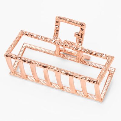 Rose Gold Textured Rectangle Hair Claw