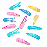 Neon Ombre Glitter Snap Hair Clips - 12 Pack