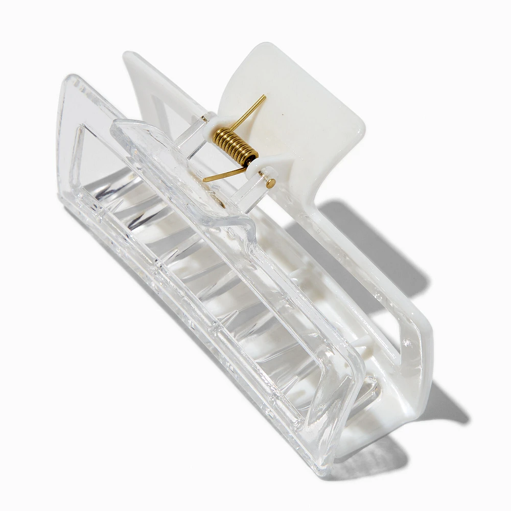 Large Two-Tone White Rectangular Hair Claw