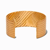 Gold-tone Thick Ribbed Cuff Bracelet