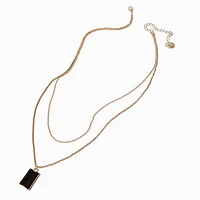 Black Rectangle Gold-tone Multi-Strand Necklace