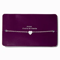 C LUXE by Claire's Sterling Silver Heart Anklet