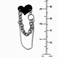 Black Heart Chain Link 3" Drop Earrings