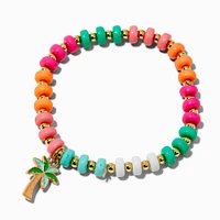 Claire's Club Palm Tree Charm Beaded Stretch Bracelet