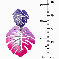 Purple & Pink Monstera Leaf 2.5" Drop Earrings