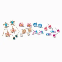 Nautical Sea Life Earrings Set - 10 Pack