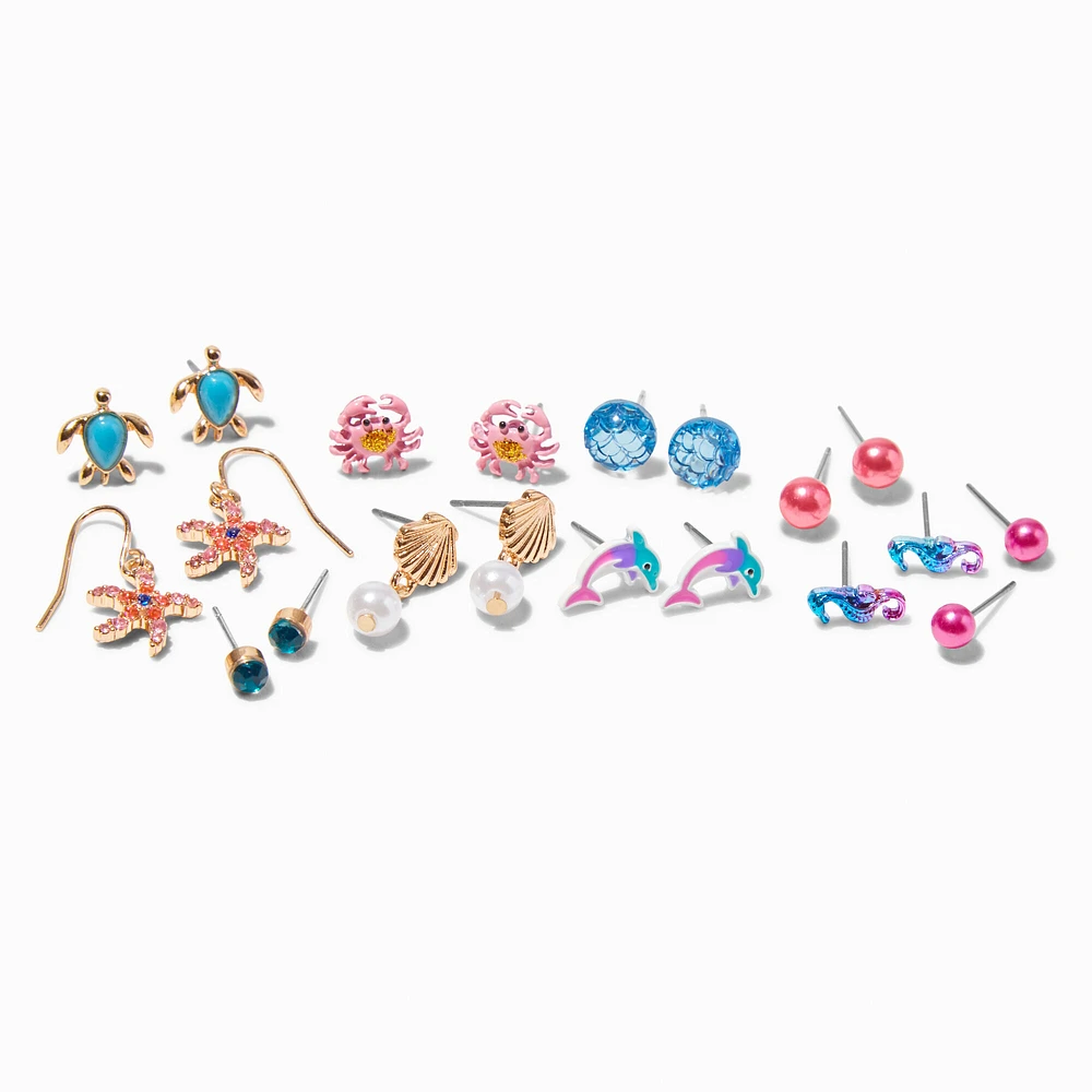 Nautical Sea Life Earrings Set - 10 Pack