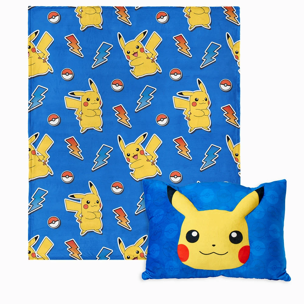 Pokémon™ Pika Pika Silk Touch Throw Blanket with Plush Pocket Pillow (ds)