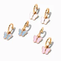Gold 1" Butterfly Clip-On Drop Earrings - 3 Pack