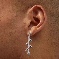 Silver-tone Crystal Vine 1.5" Clip-On Drop Earrings