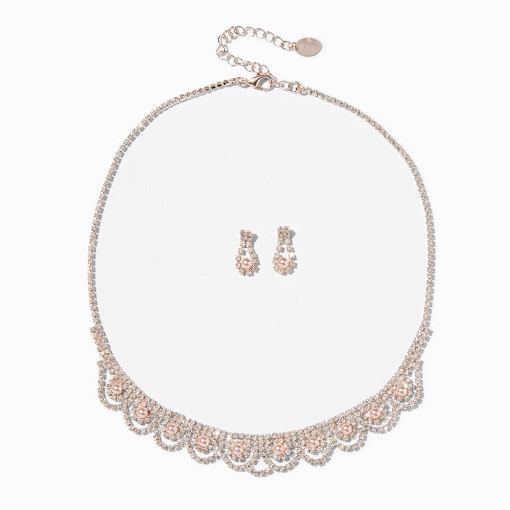 Off-White Rose Gold-Plated AD-Studded Beaded Handcrafted Jewellery Set –  shopnccollection