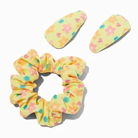 Claire's Club Yellow Flower Scrunchie & Hair Clip Set - 3 Pack