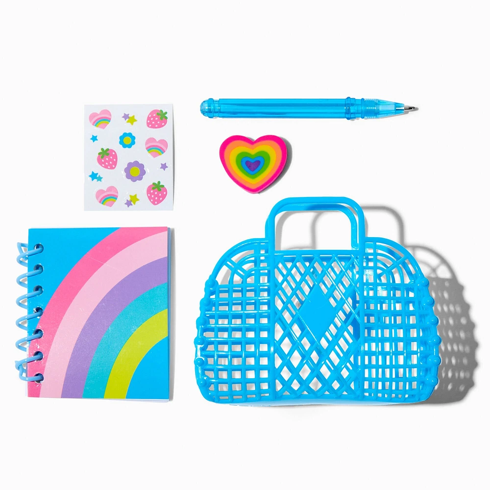 Blue Mesh 4'' Tote Bag Stationery Set