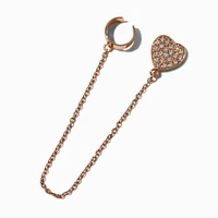 Gold-tone Pavé Heart Connector Earring