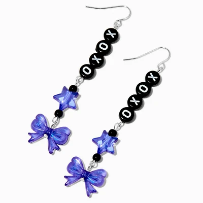 Purple ''XOXO'' 3" Drop Earrings