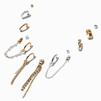 Mixed Metal Glitzy Earring Stackables Set - 12 Pack