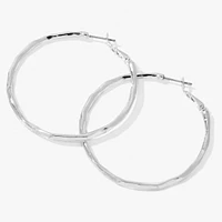 Silver 60MM Molten Hoop Earrings