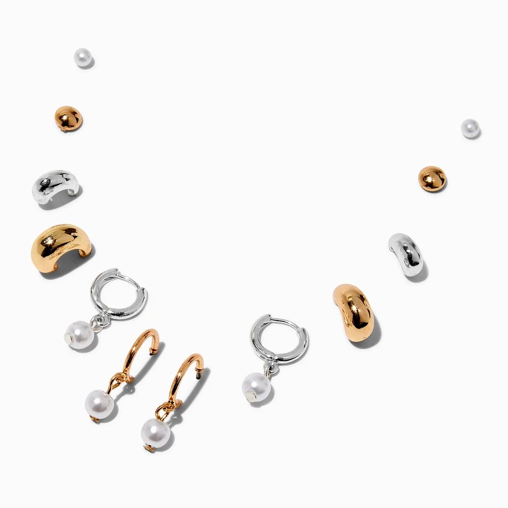 Bean & Pearl Earring Stackables Set - 6 Pack