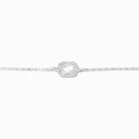 Silver Cubic Zirconia Halo Chain Choker Necklace