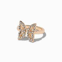 Crystal Gold-tone Butterfly Ring Set - 5 Pack