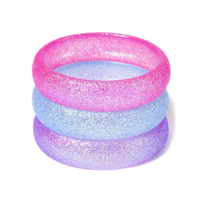 Claire's Club Glitter Bangle Bracelets - 3 Pack