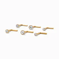 Gold Titanium 18G Graduated Nose Studs - 6 Pack