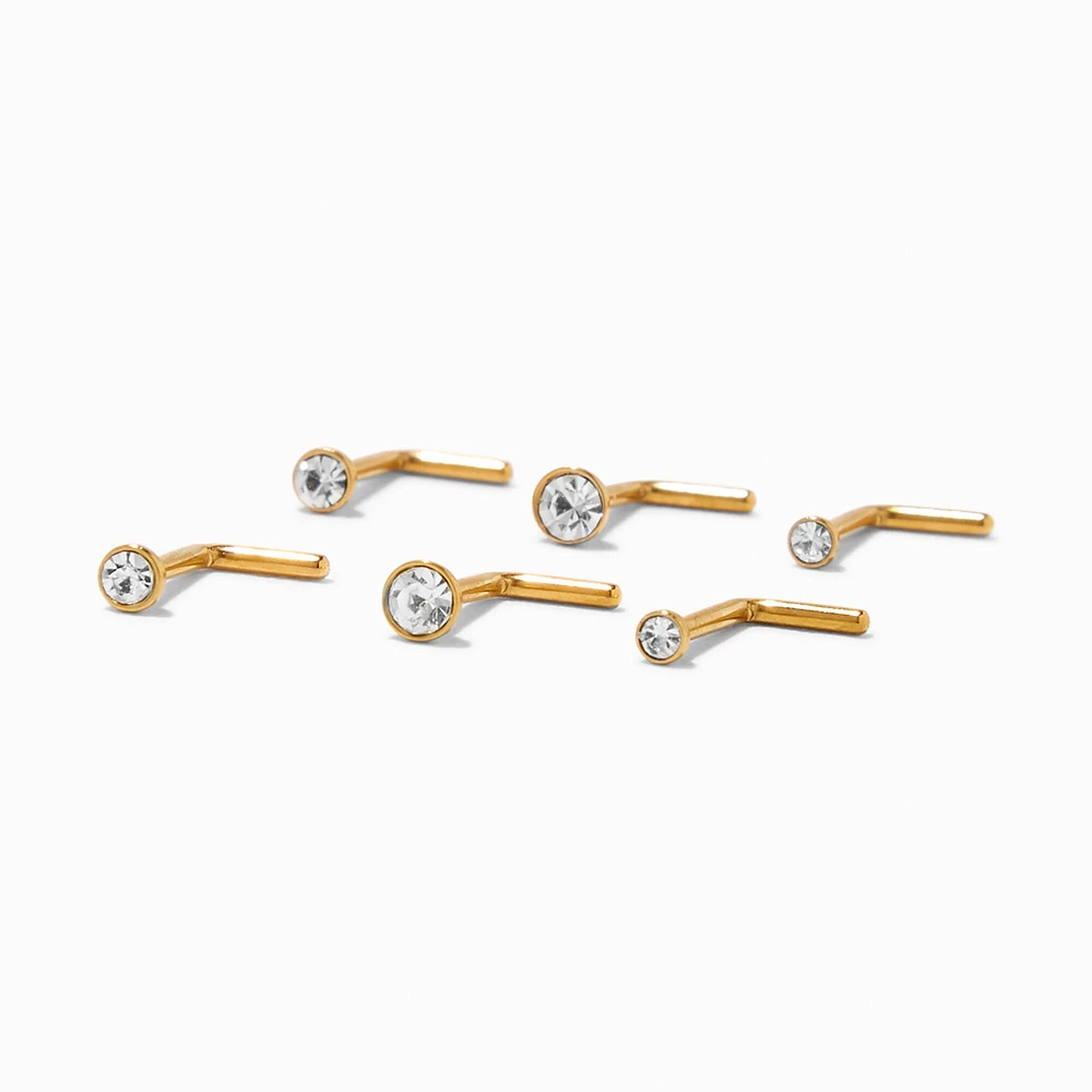 18G Gold-tone Titanium Graduated Nose Studs - 6 Pack