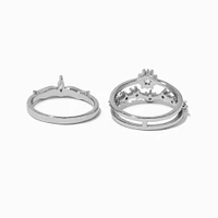 Silver-tone Cubic Zirconia Celestial Ring Stack - 2 Pack