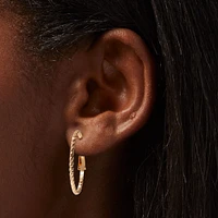 Gold Textured Hoop & Studs Earrings Set - 6 Pack