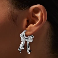 Pearl Bow Silver-tone Drop Earrings