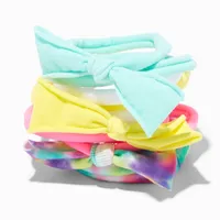 Claire's Club Rainbow Tie Dye Rolled Bow Hair Ties - 10 Pack