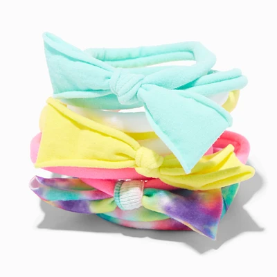 Claire's Club Rainbow Tie Dye Rolled Bow Hair Ties - 10 Pack