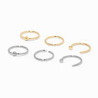 20G Mixed Metal Titanium Ball Nose Rings - 6 Pack