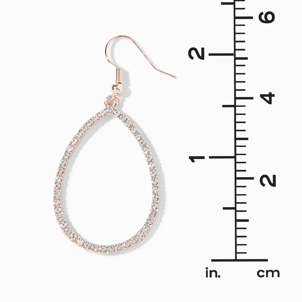 Rose Gold 2.5" Crystal Teardrop Drop Earrings