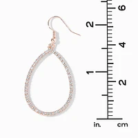 Rose Gold 2.5" Crystal Teardrop Drop Earrings