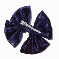 Claire's Club Navy Blue Velvet Starry Hair Bow Clip