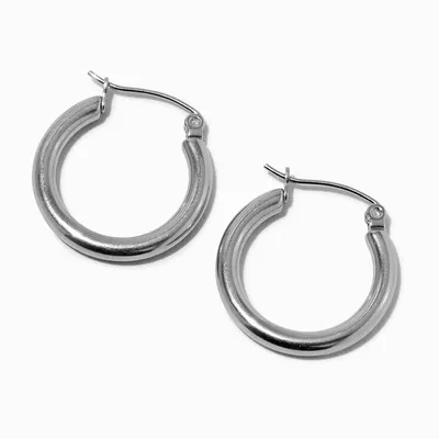 Silver-tone Stainless Steel 3MM Huggie Hoop Earrings