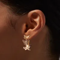 Gold 20MM Filigree Butterfly Hoop Earrings